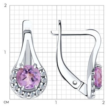 Серьги Diamant 94-320-00504-1 вес 2.2 г серебро, фианит купить,18468