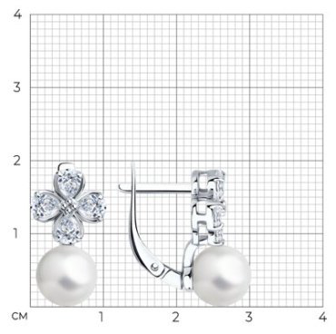 Серьги SOKOLOV 94026827 вес 4.37 г серебро, жемчуг, фианит купить,25650
