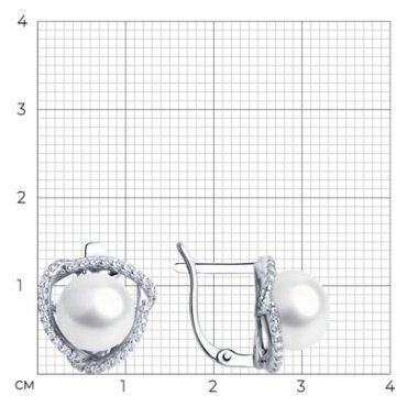 Серьги Diamant 94-320-01922-1 вес 3.92 г серебро, жемчуг, фианит купить,24104