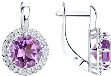 Серьги Diamant 94-320-02052-3 вес 3.19 г серебро, фианит купить,34397