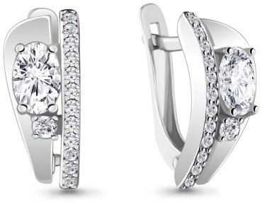 Серьги AQUAMARINE 48797А вес 2.78 г серебро, фианит купить,25901