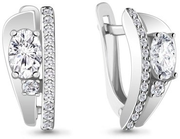 Серьги AQUAMARINE 48797А вес 2.78 г серебро, фианит купить,25901