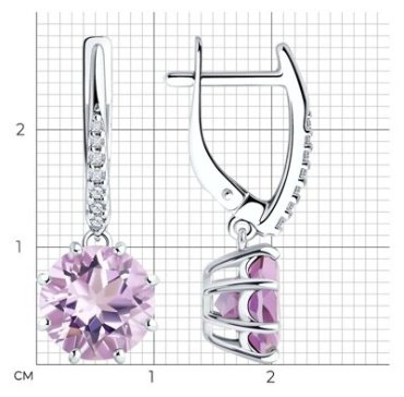 Серьги Diamant 94-321-02040-2 вес 3.68 г серебро, фианит купить,50516
