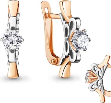 Серьги AQUAMARINE 48050А вес 3.22 г серебро, фианит купить,28446