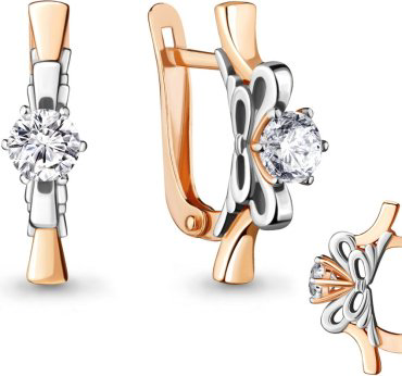 Серьги AQUAMARINE 48050А вес 3.22 г серебро, фианит купить,28446