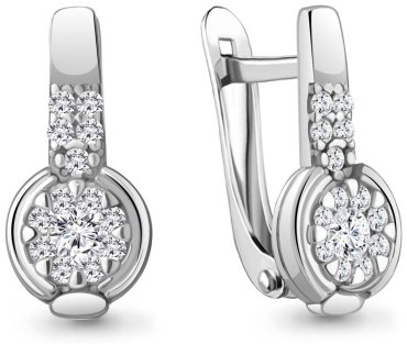 Серьги AQUAMARINE 49433А вес 2.42 г серебро, фианит купить,22439