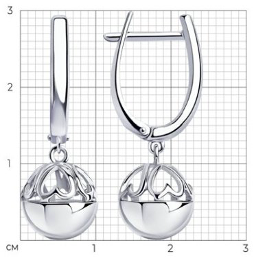 Серьги Diamant 94-121-00960-1 вес 4.29 г серебро, без вставок купить,20850