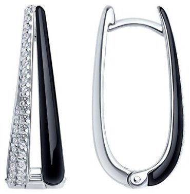 Серьги Diamant 94-120-01810-1 вес 4.58 г серебро, эмаль, фианит купить,25830