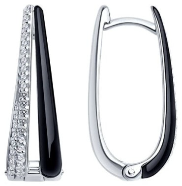 Серьги Diamant 94-120-01810-1 вес 4.58 г серебро, эмаль, фианит купить,25830