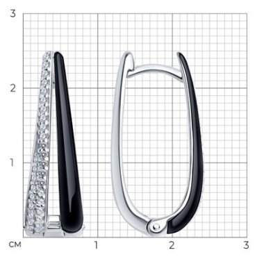 Серьги Diamant 94-120-01810-1 вес 4.58 г серебро, эмаль, фианит купить,25830