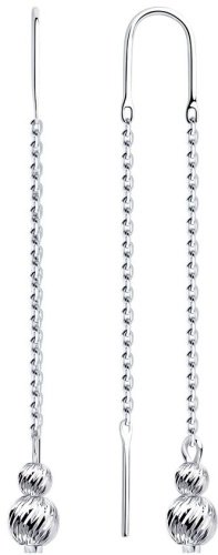Серьги-цепочки Diamant 94-123-01458-1 вес 1.8 г серебро, без вставок купить,15390