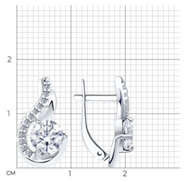Серьги Diamant 94-120-00013-1 вес 2.93 г серебро, фианит купить,16857