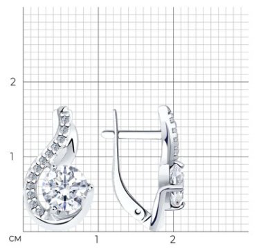 Серьги Diamant 94-120-00013-1 вес 2.93 г серебро, фианит купить,16857