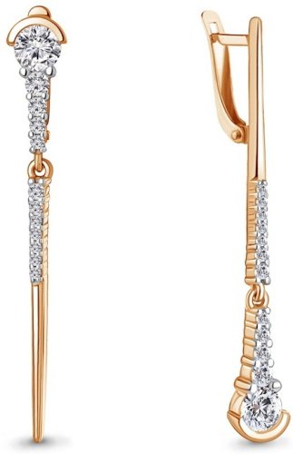 Серьги AQUAMARINE 49738А вес 4.28 г серебро, фианит купить,36567