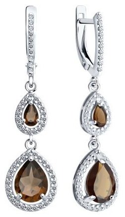 Серьги Diamant 94-321-02047-2 вес 4.24 г серебро, фианит купить,27437