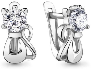 Серьги AQUAMARINE 48010А вес 2.6 г серебро, фианит купить,33242