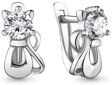 Серьги AQUAMARINE 48010А вес 2.6 г серебро, фианит купить,33242