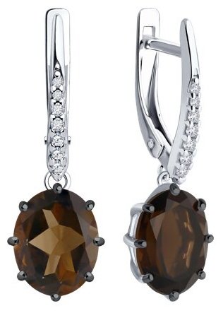 Серьги Diamant 94-321-02054-4 вес 3.55 г серебро, фианит, раухтопаз купить,25092