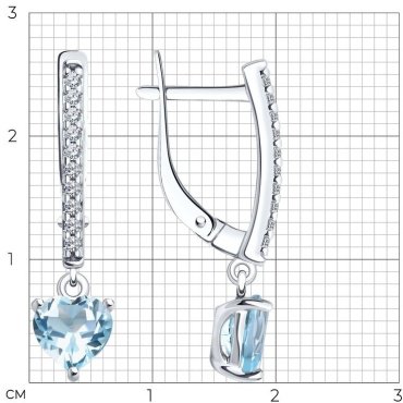 Серьги SOKOLOV 92022945 вес 2.7 г серебро, топаз, фианит купить,26498