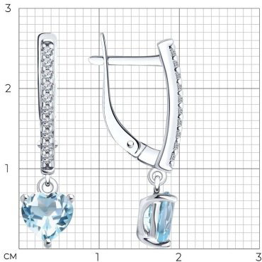 Серьги SOKOLOV 92022945 вес 2.7 г серебро, топаз, фианит купить,26498
