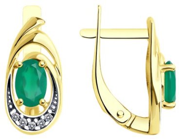 Серьги Diamant 93-320-02686-1 вес 2.27 г серебро, агат, фианит купить,13963