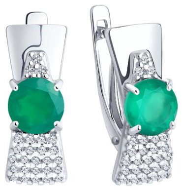 Серьги Diamant 94-320-00787-1 вес 3.27 г серебро, агат, фианит купить,22572