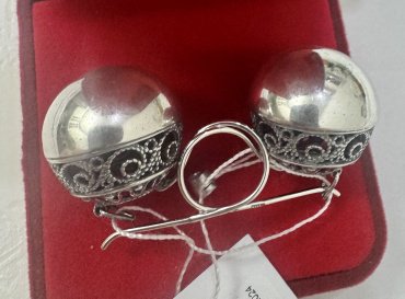 Серьги Красная пресня 33010884 вес 12.3 г серебро, без вставок купить,73872