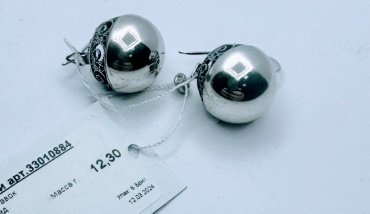 Серьги Красная пресня 33010884 вес 12.3 г серебро, без вставок купить,73872