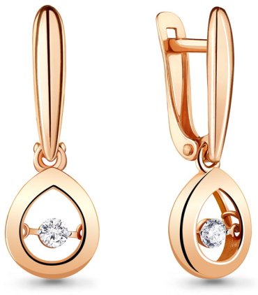 Серьги AQUAMARINE 46186А вес 2.3 г серебро, фианит купить,30575
