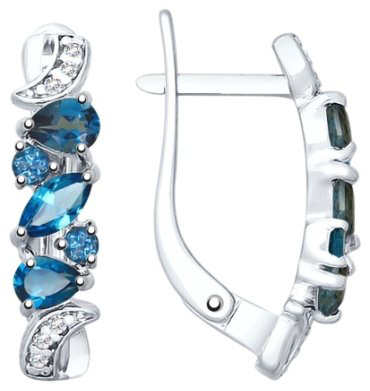 Серьги SOKOLOV 92021779 вес 2.79 г серебро, фианит, топаз купить,27314