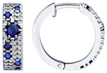 Серьги SOKOLOV 88020084 вес 4.94 г серебро, фианит, сапфир купить,44895