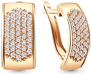 Серьги AQUAMARINE 40980А вес 5.44 г серебро, фианит купить,47038