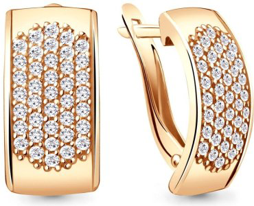 Серьги AQUAMARINE 40980А вес 5.44 г серебро, фианит купить,47038