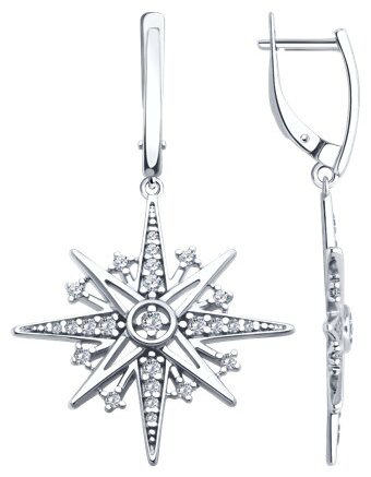 Серьги Diamant 94-121-02152-1 вес 6.52 г серебро, фианит купить,28355