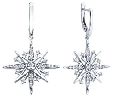 Серьги Diamant 94-121-02152-1 вес 6.52 г серебро, фианит купить,28355