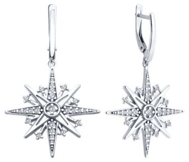 Серьги Diamant 94-121-02152-1 вес 6.52 г серебро, фианит купить,28355