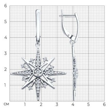 Серьги Diamant 94-121-02152-1 вес 6.52 г серебро, фианит купить,28355