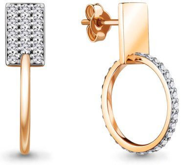 Пусеты AQUAMARINE 48750А вес 2.54 г серебро, фианит купить,32832