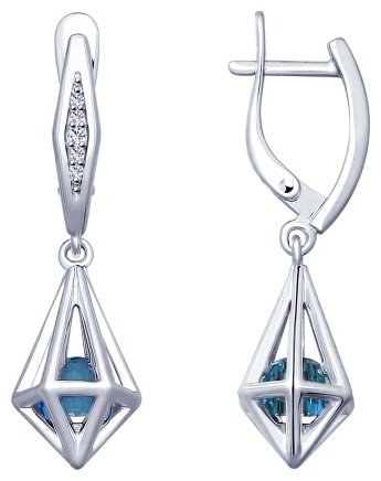Серьги SOKOLOV 94022896 вес 5.44 г серебро, фианит, фианит Swarovski купить,35576