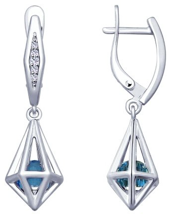 Серьги SOKOLOV 94022896 вес 5.44 г серебро, фианит, фианит Swarovski купить,35576