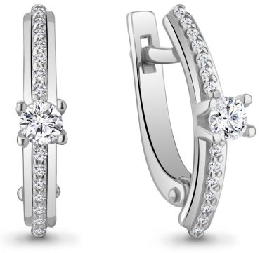 Серьги AQUAMARINE 435501А.5 вес 2.22 г серебро, фианит купить,20638