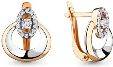 Серьги AQUAMARINE 46670А вес 2.03 г серебро, фианит купить,30575