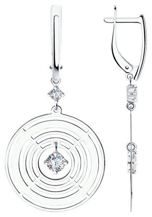 Серьги Diamant 94-121-01428-1 вес 4.49 г серебро, фианит купить,20388
