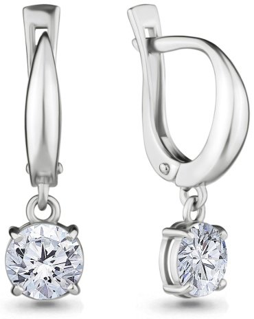 Серьги AQUAMARINE 420781_s вес 2.9 г серебро, фианит купить,24932