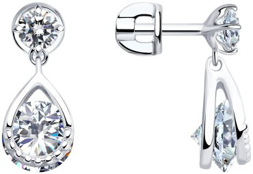 Серьги SOKOLOV 94023189 вес 3.36 г серебро, фианит купить,20007
