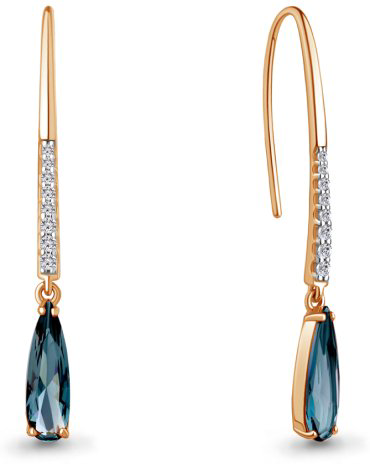 Серьги AQUAMARINE 4792793А.6 вес 3.98 г серебро, лондон топаз, фианит купить,47786