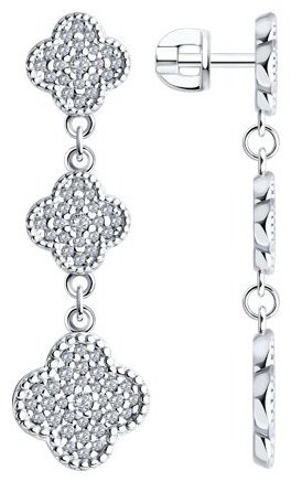 Серьги SOKOLOV 94026086 вес 5.2 г серебро, фианит купить,25874
