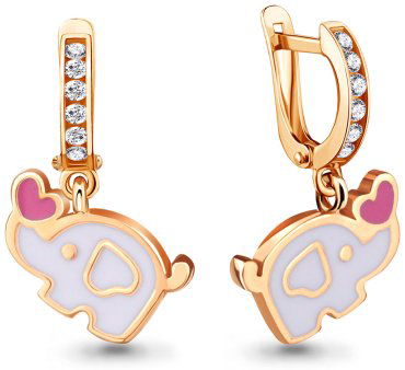 Серьги AQUAMARINE 46836А_s вес 2.46 г серебро, фианит, эмаль купить,20777