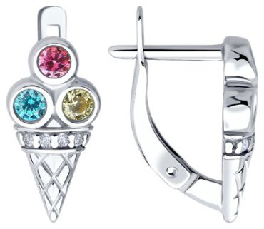 Серьги Diamant 94-120-02255-1_s вес 2.68 г серебро, фианит купить,10099