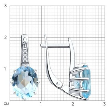 Серьги Diamant 94-320-02054-1 вес 3.54 г серебро, фианит, топаз купить,32201